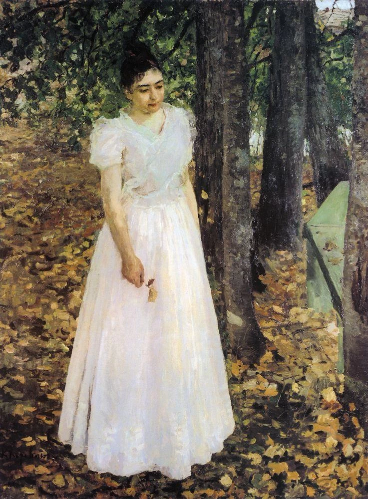 Konstantin Korovin - Autunno.Giovane donna in un giardino